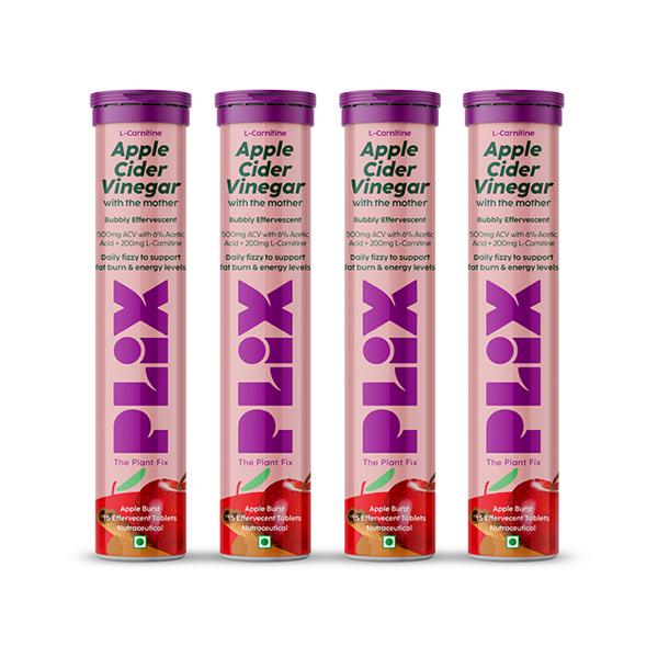 Plix The Plant Fix L-Carnitine Acv Effervescent Tablets 60 Tablets Unisex 4's