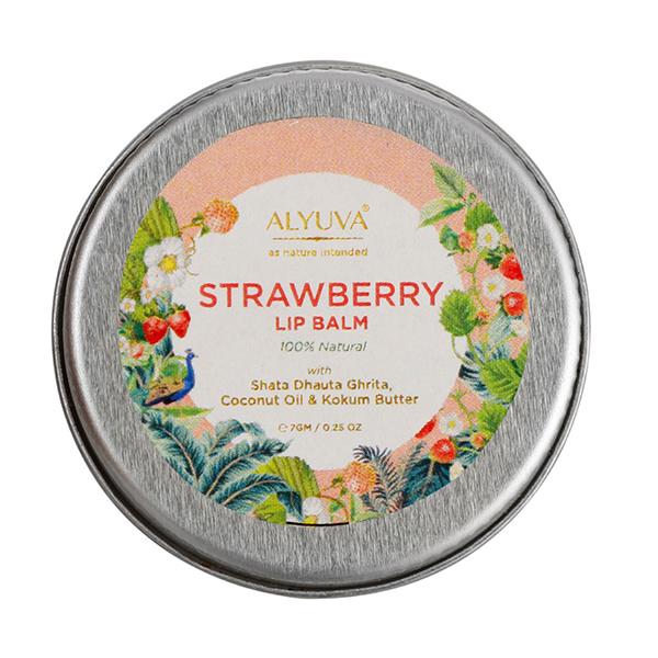 Alyuva Ghee Enriched Natural Strawberry Lip Balm, for all ages 7 gm - Lip Balms