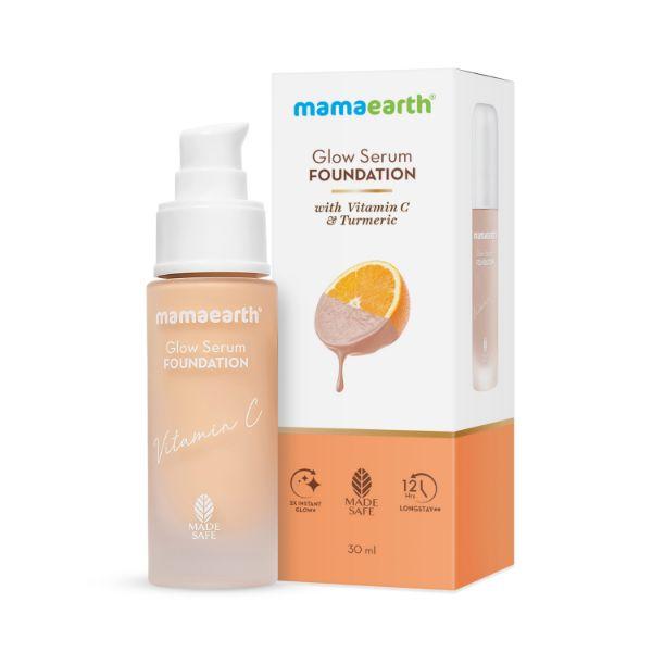 Mamaearth Glow Serum Foundation with Vitamin C & Turmeric for 12Hour Long Stay 01 Ivory Glow 30 ml - Foundation