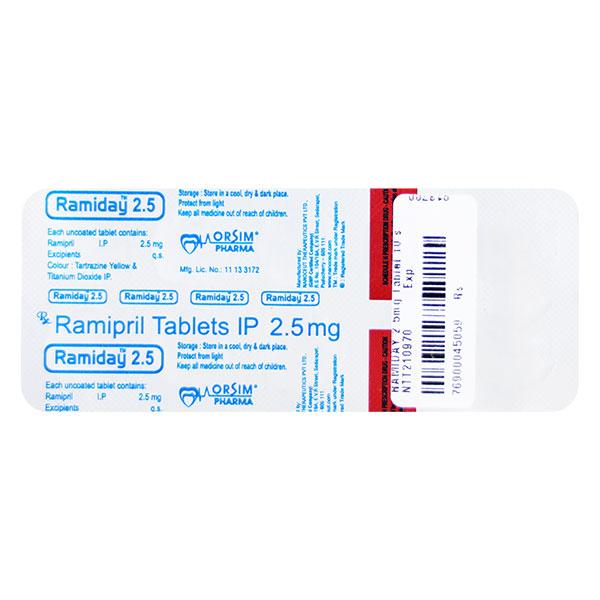 RAMIDAY 2.5mg Tablet 10's - Hypertension-ACE