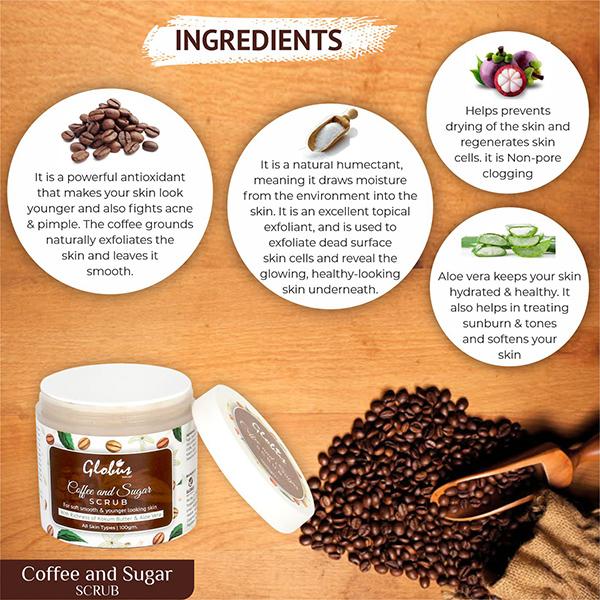Globus Naturals Anti-tan Detoxifying Coffee And Sugar Scrub 100 gm - Scrubs & Exfoliants