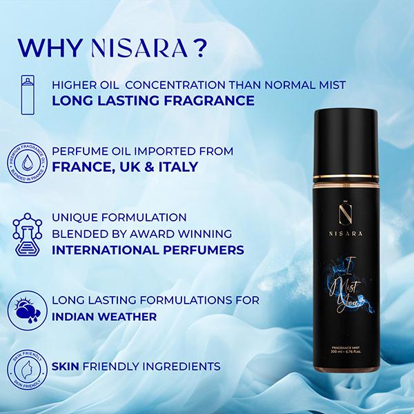 Nisara I Mist You Long Lasting Fresh Citrus Fragrance Body Mist Spray Perfume For Women 200 ml - Body Mist/Spray