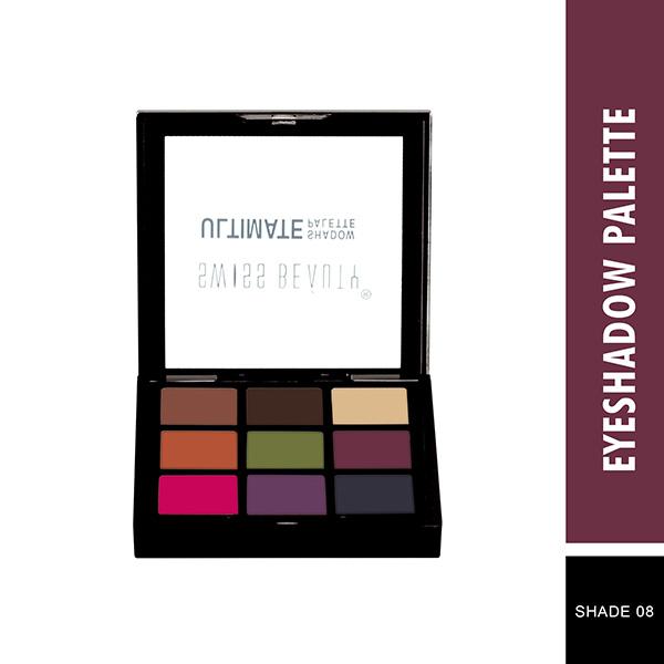 Swiss Beauty Ultimate Eyeshadow Palette - (Shade-8) 6gm - Eyeshadow, Bases & Primers
