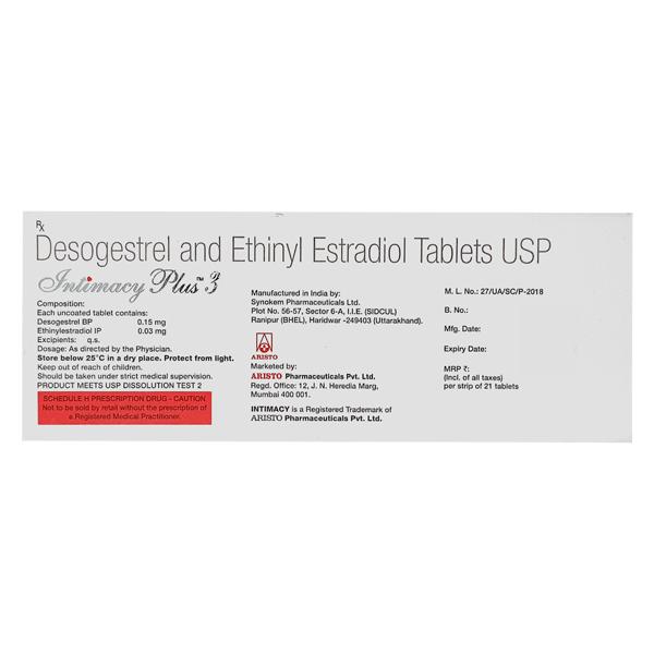 Intimacy Plus 3 Tablet 21's - Contraception-Ora