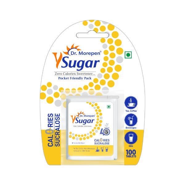 Netmeds | Dr. Morepen Y Sugar Pellets (Sucralose) 100% Natural Sweetener Tablet 100's