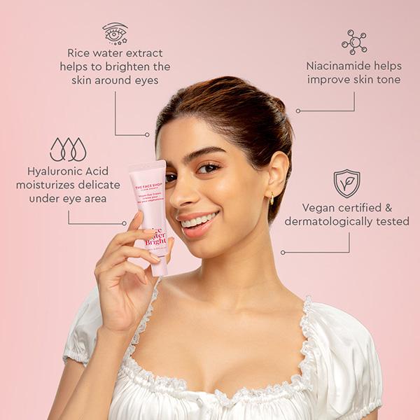 The Face Shop Rice Water Bright Vegan Eye Cream 20 ml - Under Eye Creams & Serums