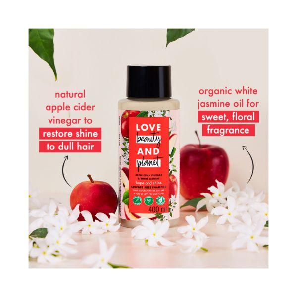 Love Beauty And Planet A Pple Cider Vinegar & Jasmine Sulfate Free Shine Shampoo 400 ml - Shampoos