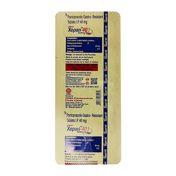 XEPAN 40 Tablet 10's - Ulcer/Reflux/Flatulence-Aaa