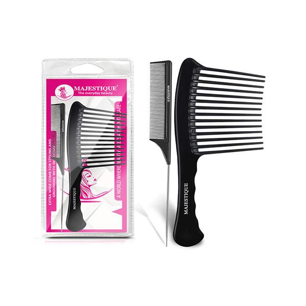 Netmeds | Majestique Extra Wide Comb for Styling and Grooming with Tail comb, Detangle Without Breakage 1's