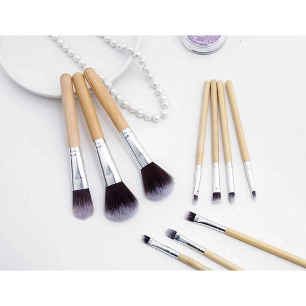 Bronson Professional Super Soft bristles HD finish Bamboo 11 pc makeup brush set with pouch 1's - Face Brush