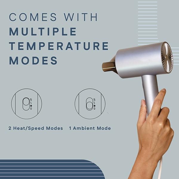 Winston Digital Smart Ionic Hair Dryer 2000W - Fast Drying with LED Display For All Hair Types, Lightweight - Ice Blue 690 gm - Hair Dryers