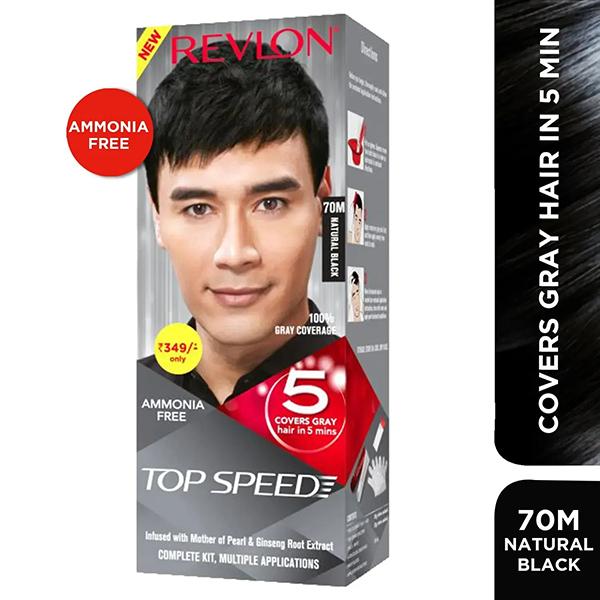 Revlon Top Speed Hair Color-Natural Black 70M (40gm + 40gm+ 15ml) 1's - Crème