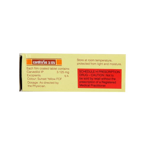 Cardivas 3.125mg Tablet 10'S - Hypertension-Bet