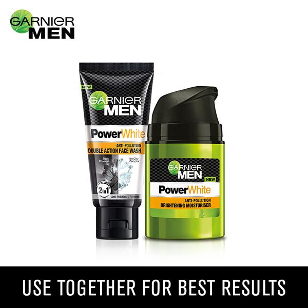 Garnier Men Power White Anti-Pollution Double Action Facewash 50 gm - Face Washes