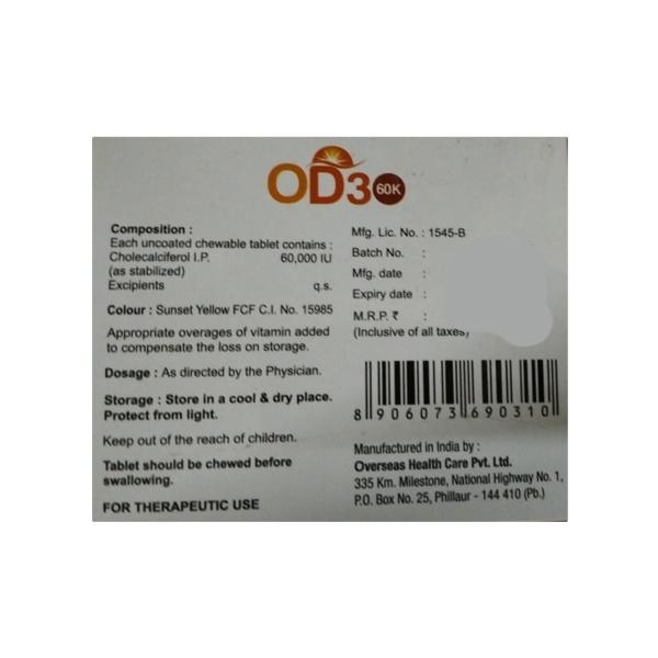 OD3 60K Sugar Free Chewable Tablet 4'S - Supplements-Vit
