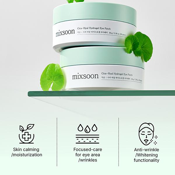 Mixsoon Cica-Hyal Hydrogel Eye Patch Calming & Hydrating Eye Care for Sensitive Skin 60's - Eye Masks