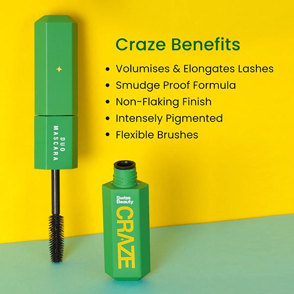 Swiss Beauty Craze Duo Mascara Black 20 ml - Mascaras