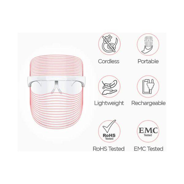 Protouch 3 in 1 LED Face Mask, Anti Ageing & Anti Acne, Facial Glow Mask for Glowing Clean & Clear Skin 1's - Masks & Peels
