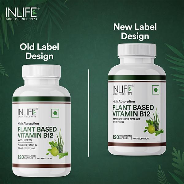 INLIFE High Absorption Plant Based Vitamin B12 Veg Capsules 120's - Multi-Vitamins