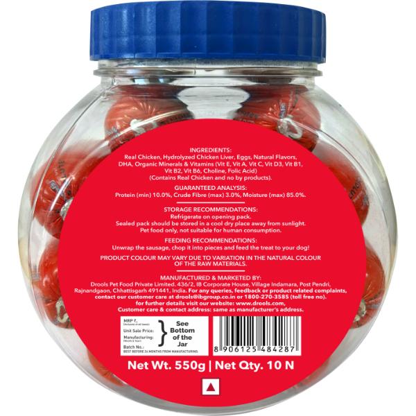 Drools Real Chicken Sausage for Dog (Jar) 10's - Petfood