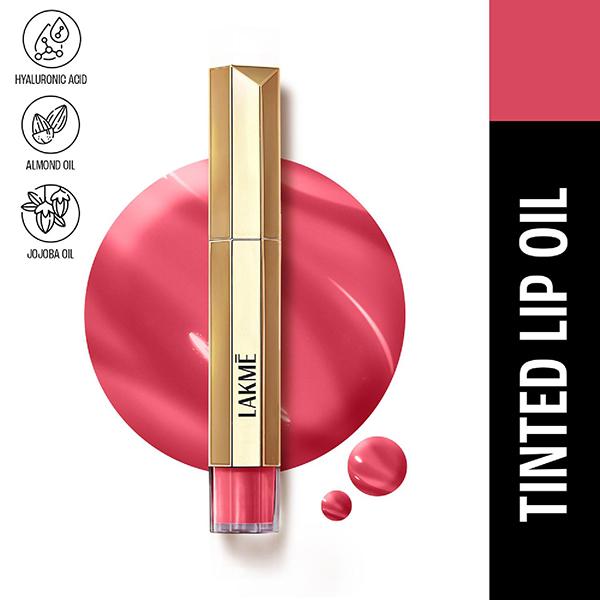 Netmeds | Lakme 9To5 Overtime Shine Tinted Lip Oil - Pink Bloom 5.3 ml