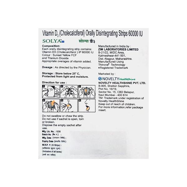 SOLYA D3 Sugar Free Oral Disintegrating Strips 1's - Supplements-Vam