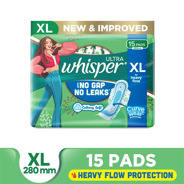 Netmeds | Whisper Ultra Clean Sanitary Pads (XL) 15's