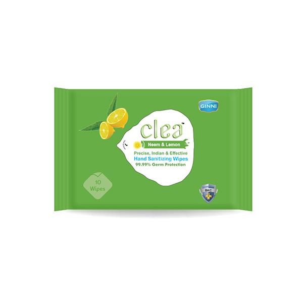 Clea Neem & Lemon Hand Sanitizing Wipes With 99.99% Germ Killl Formula 10's - Hand Sanitizer