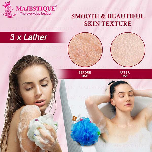 Majestique Premium Large Size Loofas with Active Spheres, 55g Each Body Wash Sponge - Multicolor 1's - Bath Tools