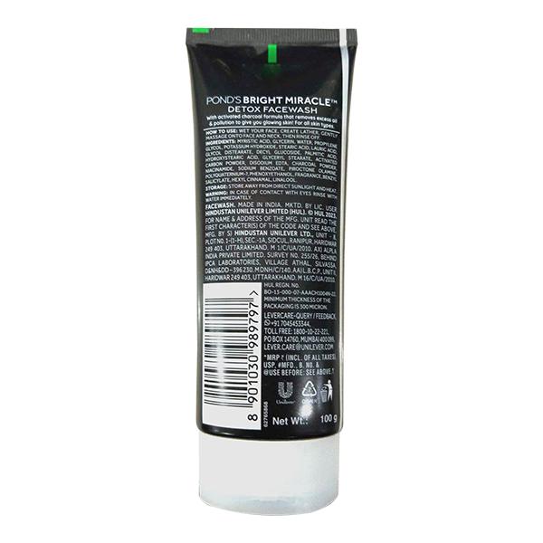 Pond's Bright Miracle Detox Face Wash with Activated Charcoal 100 g - Face Wash & Cleansers