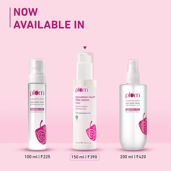 Plum Bulgarian Valley Rose Water Toner, Hyaluronic Acid and Rose Extracts, for all Skin Types 150 ml - Toners