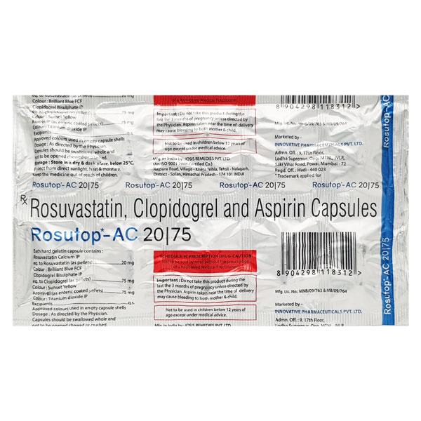 ROSUTOP AC 20/75 Capsule 10's - Blood Clot-Ant