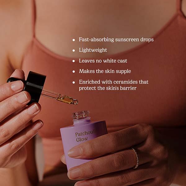 82E Patchouli Glow Sunscreen Drops SPF 40 PA+++ with Patchouli and Ceramides 30 ml - Face Sunscreen