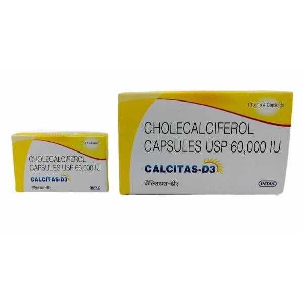 Calcitas D3 60000IU Capsule 4'S - Supplements-Vit