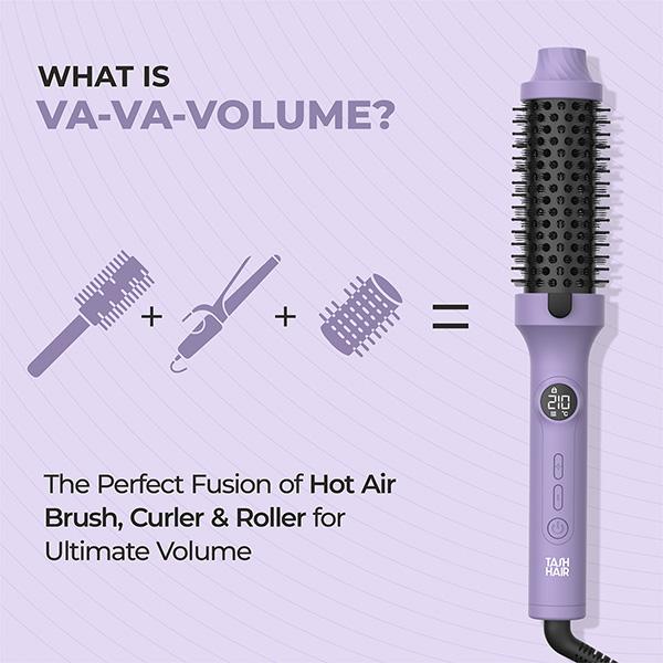 Tash Hair 3-in-1 Heated Round Brush- Volumizer + Curling Tong + Straightener Brush (Va-Va Volume) 1's - Hair Dryers