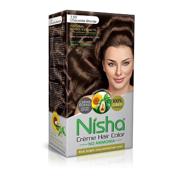 Netmeds | Nisha Creme Hair Color - 7.53 Chocolate Blonde 60 gm