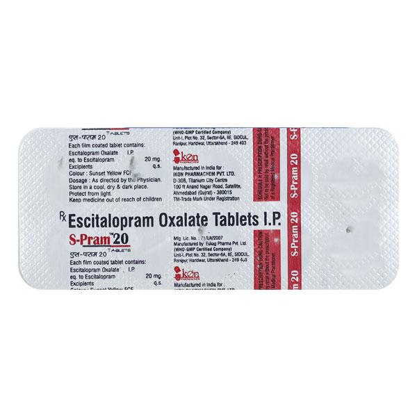 S PRAM 20 Tablet 10's - Depression-Ant