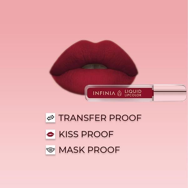 Infinia Liquid Lip Color Liquid Lipstick M 08 Long Lasting and Waterproof 5 ml - Liquid Lipsticks