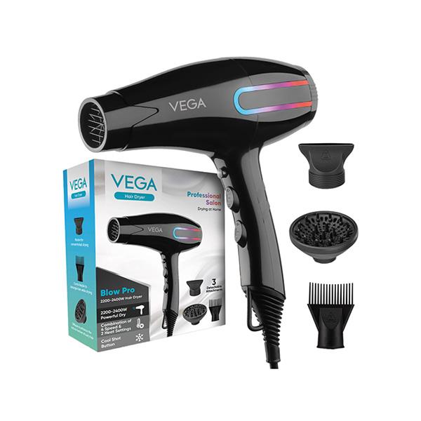 Netmeds | Vega Blow Pro 2400W Hair Dryer With Comb, Concentrator & Diffuser Nozzles, 2 Speed/4 Heat Settings, (Vhdp-05)