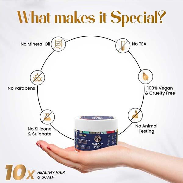 Wildly Pure Serene Hair Mask for Deep Conditioning Smoothening 12 Oils Plant Keratin Toxin 20 200 ml - Hair Masks & Packs