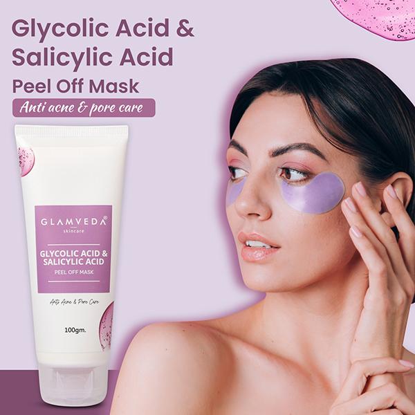 Glamveda Glycolic Acid & Salicylic Acid Peel Off MaskFor Anti Acne & Pore Care 100 ml - Masks & Peels