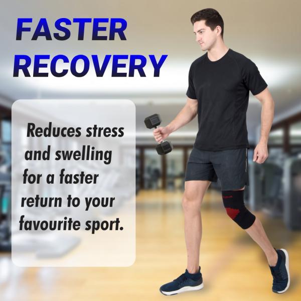 AccuSure Knee Brace Compression Sleeve - Black & Red (XL) 1's - Knee/Leg Supports