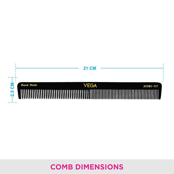 Vega Longitudinal General Grooming Hair Comb for Men and Women, Black (VC2HMBC-112) 2's - Hair Combs