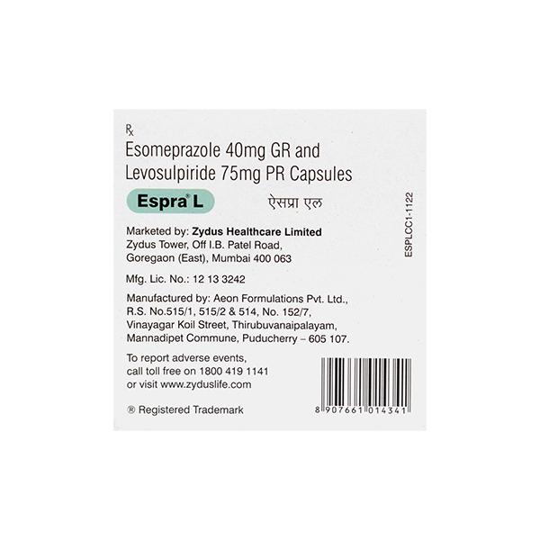 ESPRA L Capsule 10's - Ulcer/Reflux/Flatulence-Aaa
