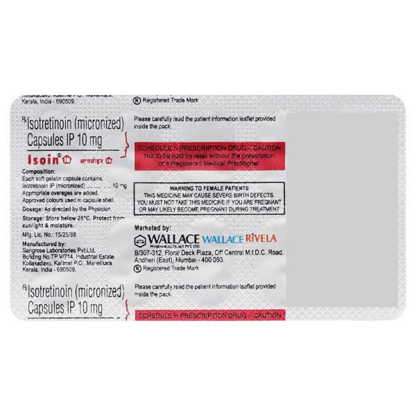 Isoin 10mg Capsule 10'S - Acne-Acn