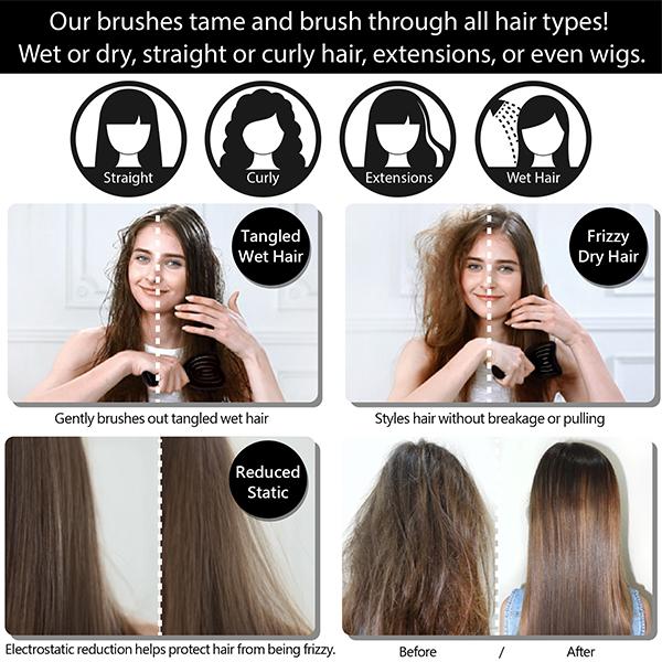 NuWay 4HAIR U.S. Patented Detangler Hair Brush for Men & Women - Sky Blue - Detangling DoubleC 1s 1's - Hair Brushes