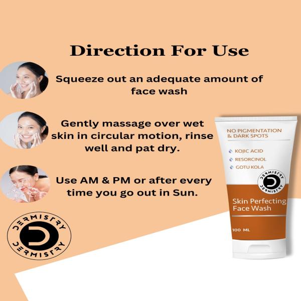 Dermistry No Pigmentation & Dark Spots Kojic Acid Skin Perfecting Face Wash 100 ml + No Pigmentation Kojic Acid Skin Perfecting Face Serum 30 ml - Face Serum
