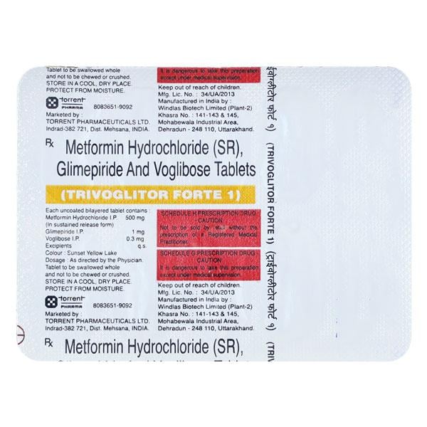 Trivoglitor Forte 1mg Tablet 10'S - Diabetes-Ant