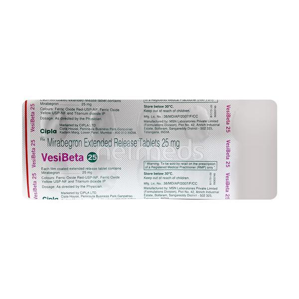 Vesibeta 25mg Tablet 10'S - Bladder And Prostate Disorders-Dru