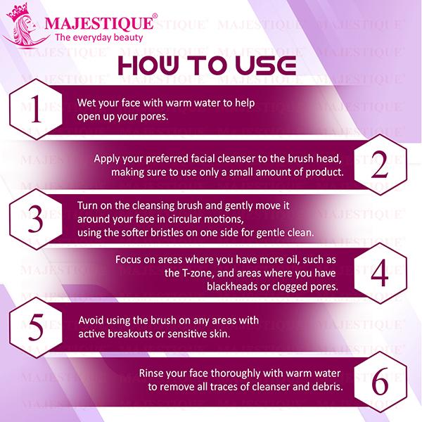 Majestique Pore Cleaning Facial Brush Combo, Remove Blackheads and Massage Skin Cleansing - Multicolor 2's - Massagers